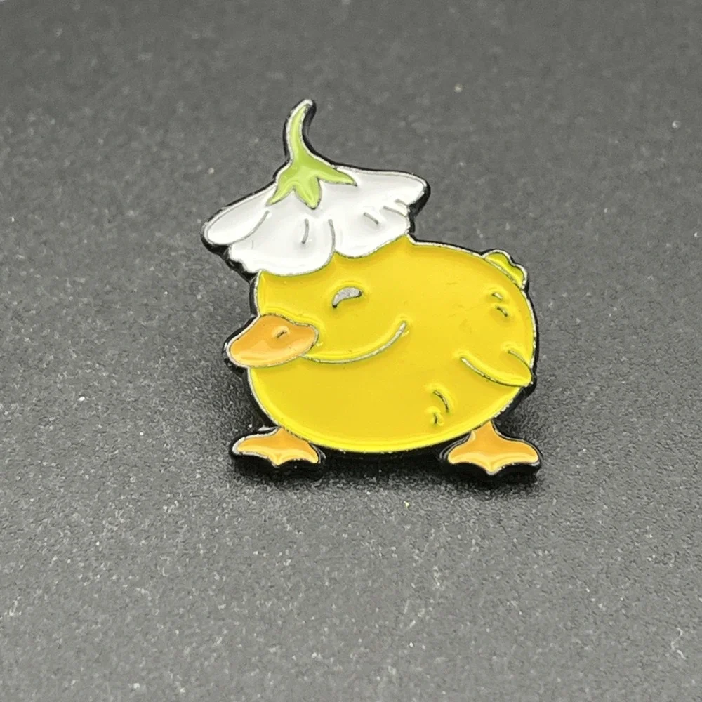 Cute‎ Duck Duckling Flower On Head Lapel Hat Pin